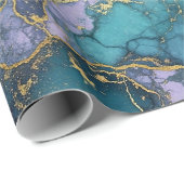 Paars en Turquoise Marmer Inpakpapier (Rol Hoek)