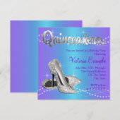 Paars en turquoise Quinceanera Kaart (Voorkant / Achterkant)