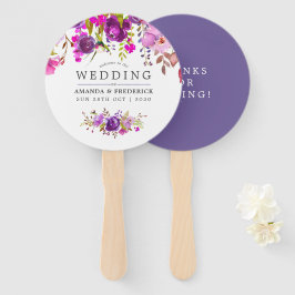 Paars en Violet Floral Wedding Favor Handwaaier