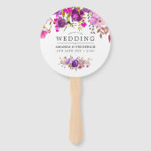 Paars en Violet Floral Wedding Favor Handwaaier (Voorkant)