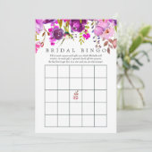 Paars en Violet Waterverf Vrijgezellenfeest Bingo Kaart (Staand voorkant)