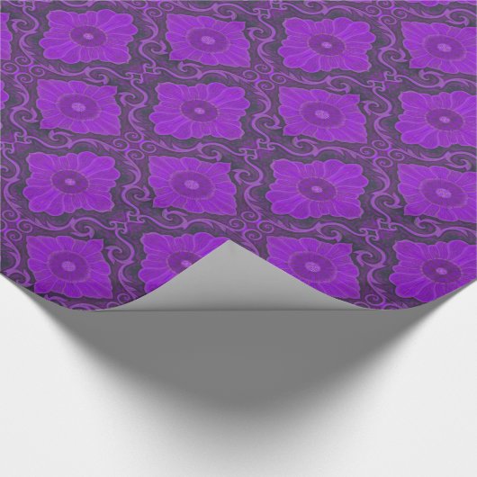 paars en viool palatial floral patroon cadeaupapier (Hoek)
