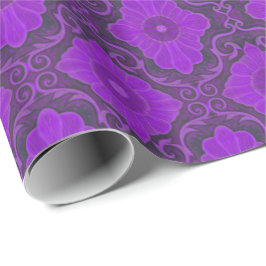 paars en viool palatial floral patroon cadeaupapier