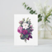 Paars en White Floral Bouquet Briefkaart (Staand voorkant)