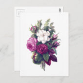 Paars en White Floral Bouquet Briefkaart (Voorkant / Achterkant)