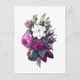 Paars en White Floral Bouquet Briefkaart