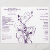 Paars en White Floral Wedding Programme (Achterkant)