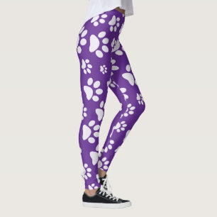 Paars en White PawPrint Pop Mode Leggings