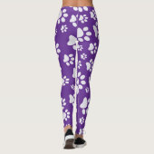 Paars en White PawPrint Pop Mode Leggings (Achterkant)
