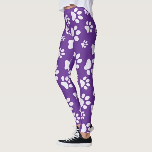 Paars en White PawPrint Pop Mode Leggings (Links)