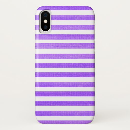 Paars en White Stripe iPhone X Hoesje (Achterkant)
