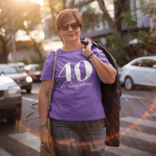 Paars en Wit 40 & Fabulous Typografie T-shirt