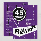 Paars en wit 45 jaar klassenreünie kaart (Voorkant / Achterkant)