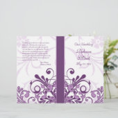 Paars en wit Abstract Floral Wedding Programme (Staand voorkant)