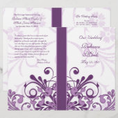 Paars en wit Abstract Floral Wedding Programme (Voorkant / Achterkant)