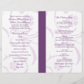 Paars en wit Abstract Floral Wedding Programme (Achterkant)