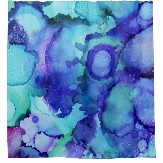 Paars en wit abstract schilderij douchegordijn (Voorkant)