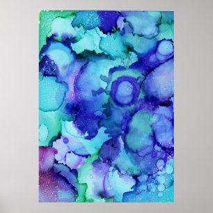 Paars en wit abstract schilderij poster