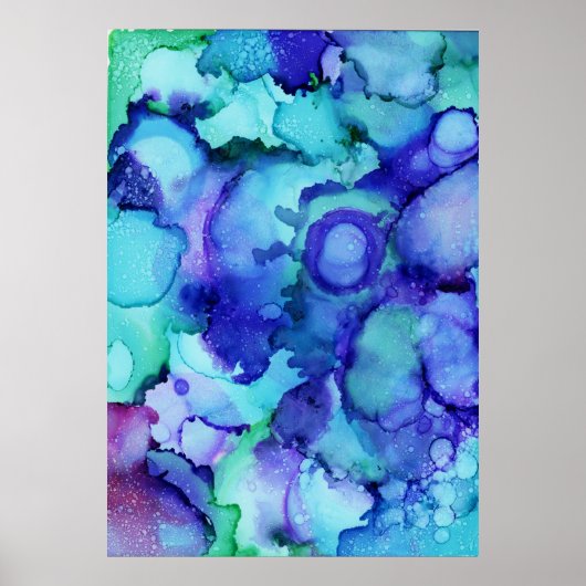 Paars en wit abstract schilderij poster (Voorkant)