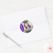 Paars en wit Afstuderen Foto aangepast Ronde Sticker (Envelop)