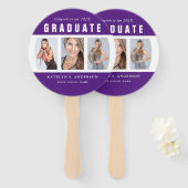 Paars en wit Afstuderen Foto Collage Handwaaier (Voorkant en achterkant)