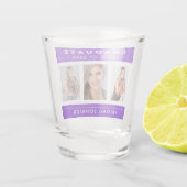 Paars en wit Afstuderen Foto Collage Shot Glas (Achterkant)