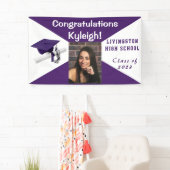 Paars en wit Afstuderen Foto Spandoek (Insitu)