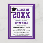 Paars en wit Afstuderen Jaar Uitnodiging Briefkaart (Voorkant)