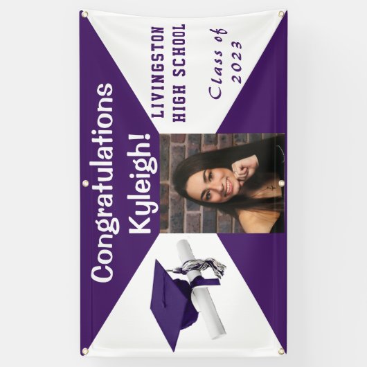 Paars en wit Afstuderen van vinyl Foto Spandoek (Verticaal)