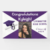 Paars en wit Afstuderen van vinyl Foto Spandoek (Horizontaal)