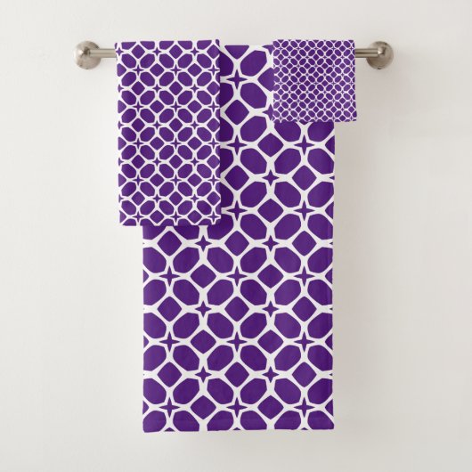 Paars en wit bad handdoek (Insitu)