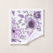 Paars en wit bloemen badkamer handdoeken set (Wasdoekje)