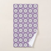Paars en wit bloemmotief bad handdoek (Handdoek)