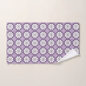 Paars en wit bloemmotief bad handdoek (Handdoek)