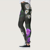 Paars en wit bloemmotief leggings (Links)