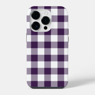 Paars en wit buffelplaid iPhone 14 pro hoesje
