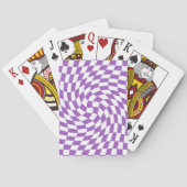 Paars en wit Checkerboard Patroon Pokerkaarten (Achterkant)