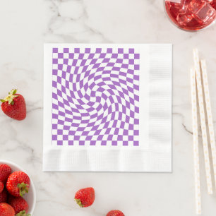 Paars en wit Checkerboard Patroon Servet