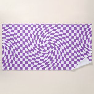 Paars en wit Checkerboard Patroon Strandlaken