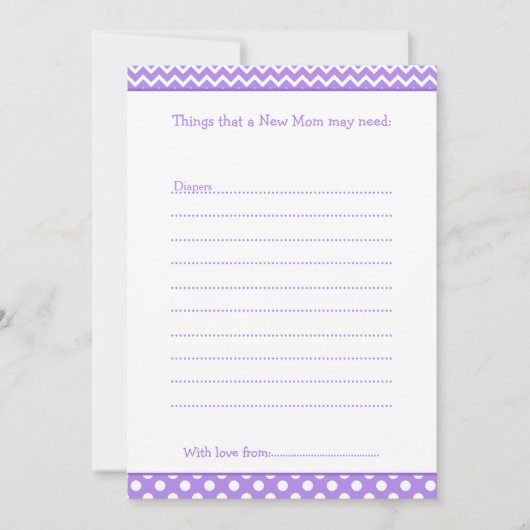 Paars en Wit Chevron Advieslijst voor Nieuwe Moede Kaart (Voorkant)