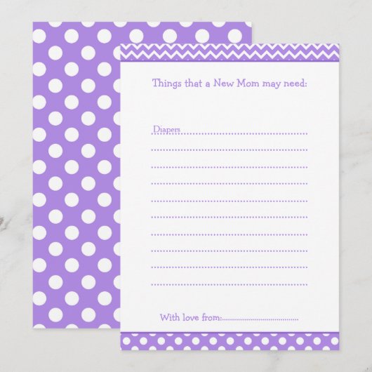 Paars en Wit Chevron Advieslijst voor Nieuwe Moede Kaart (Voorkant / Achterkant)