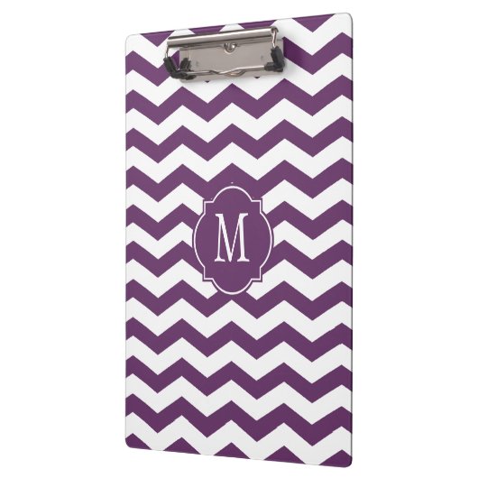 Paars en wit Chevron Monogram Klembord (Links)