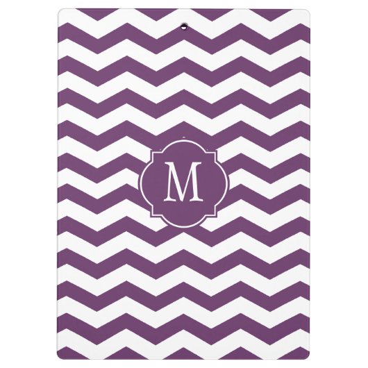 Paars en wit Chevron Monogram Klembord (Achterkant)