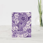 Paars en wit damast Indiase Mandala bedankje Bedankkaart (Voorkant)