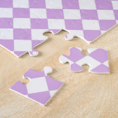 Paars en wit dambordpatroon legpuzzel (Zijkant)