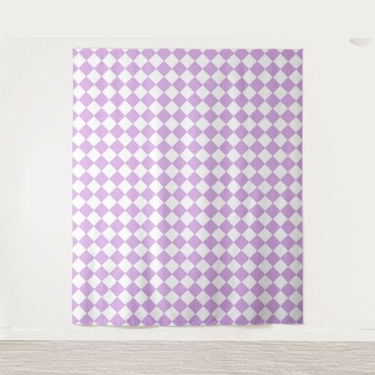 Paars en wit dambordpatroon wandkleed (Voorkant)
