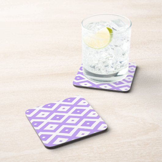 Paars en wit diamantpatroon bier onderzetter (Rechterzijde)