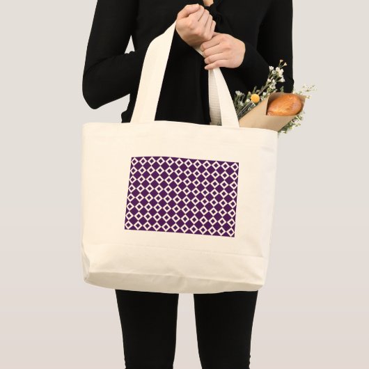 Paars en wit diamantpatroon grote tote bag (Voorkant (product))