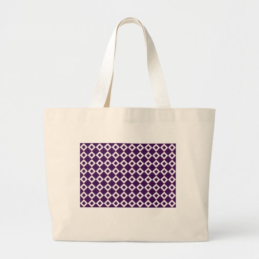 Paars en wit diamantpatroon grote tote bag (Voorkant)