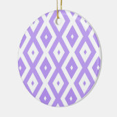 Paars en wit diamantpatroon keramisch ornament (Links)